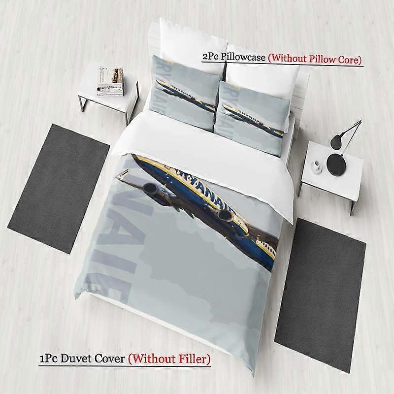 Ryanair Aircraft Illustration Pattern Three-Piece Set Soft And Comfortable Bedding Set