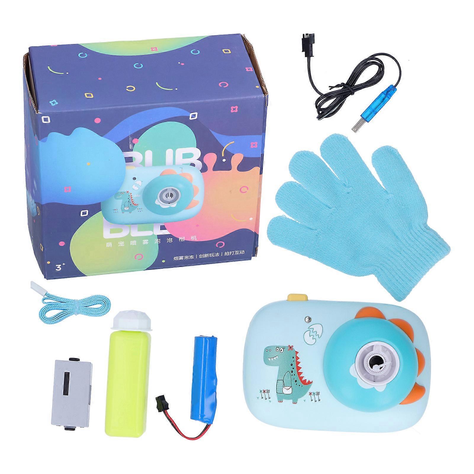 Bubble Machine Camera Shape Bubble Blaster Toy with Bubble Maker Solution for Kids(BlueGreen )