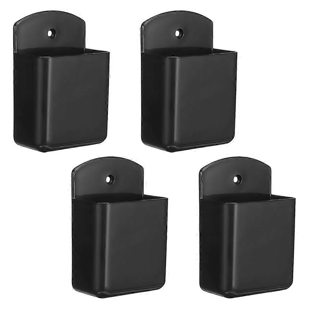 Wall Mounted Remote Control Storage Box for Home Office 4Pcs Black Plastic