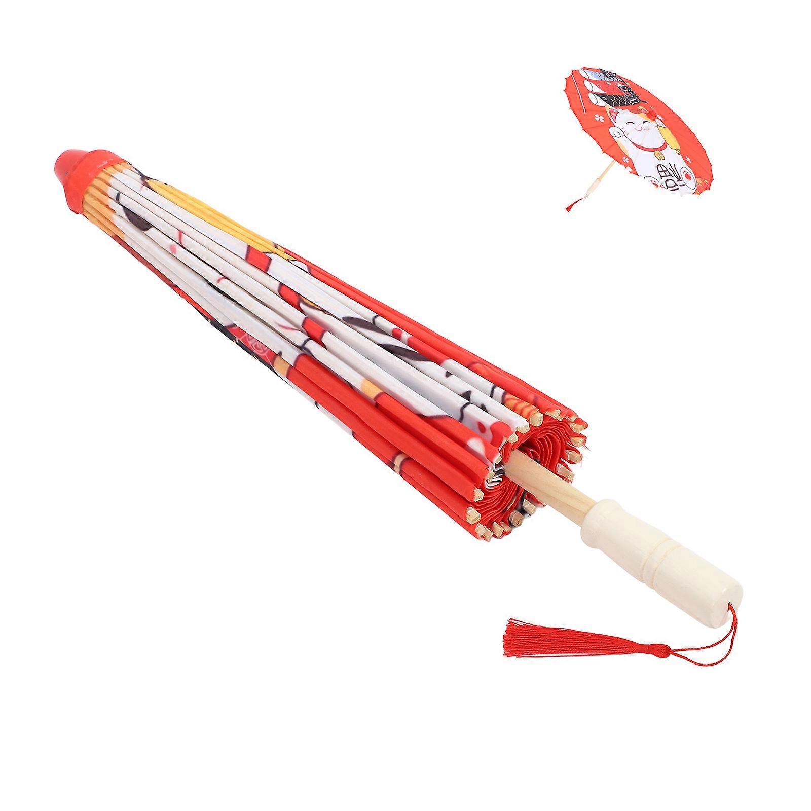 Japanese Umbrella Dance Umbrella for Stage Performance 4Pcs Red