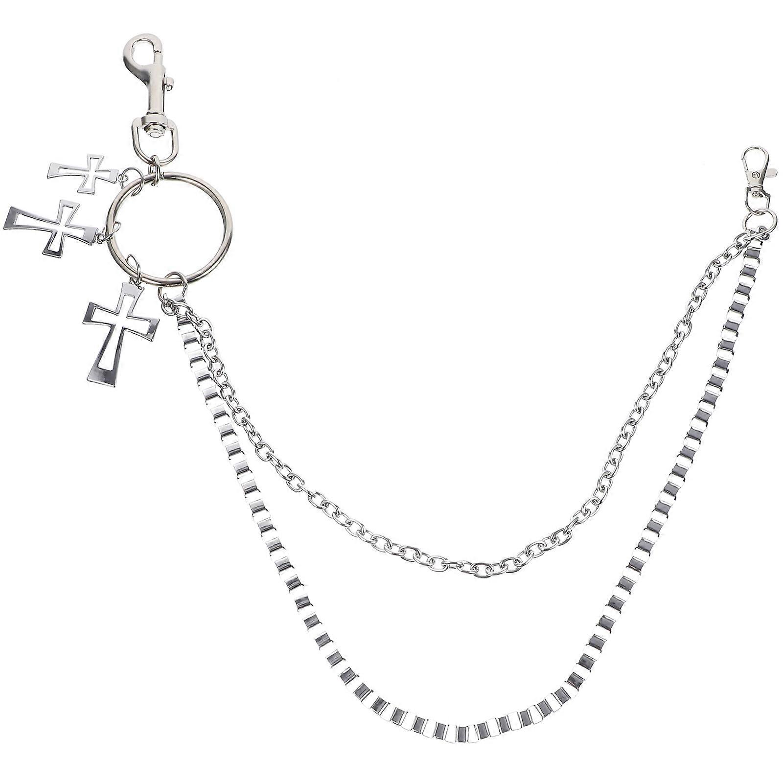 Pendant Pant Key Chain for Men Wearing Silver Gothic Chain Accessory