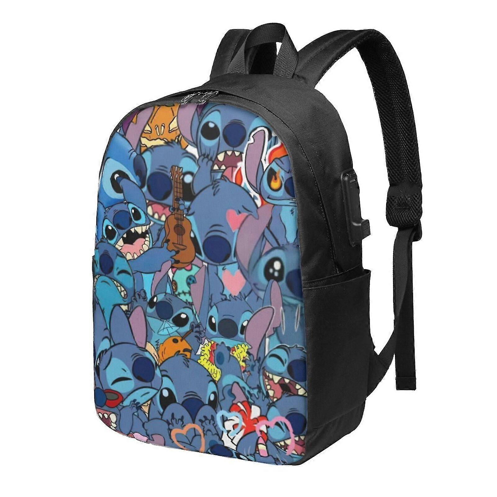 j6261 Lilo & Stitch Backpack With USB Charging Port, Travel Laptop Backpack, Water Resistant College School Computer Bag, Durable Daypack, Fit 16 Inch
