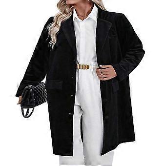 Women'S Solid Color Long Sleeve Velvet Jacket Open Front Casual Suit Cardigan Mid-Length Coat Wine Red XL