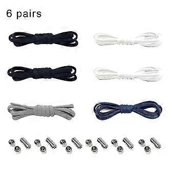 6 pairs of 1m sneakers compatible with adults and children, elastic fashion running/triathlon shoes, no tie laces