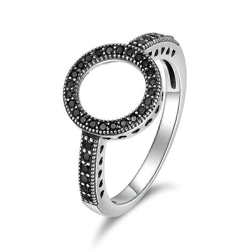 2 PCS Circle Diamond Halo Rings, Ring Size:10