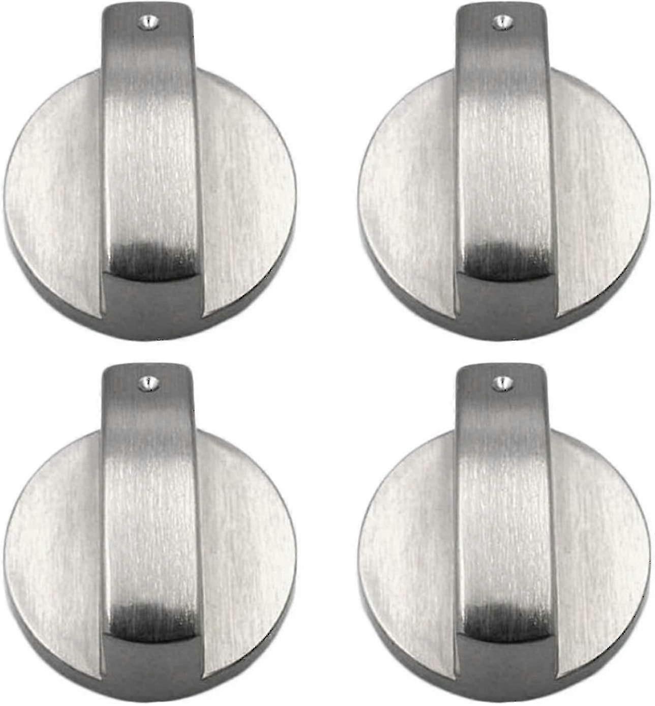 Gas Stove Knobs  4 Metal Adjustment Knobs, Silver, for Stove or Oven