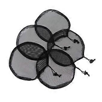 5 Pcs Preto Weaving Net Cap Rabo de Cavalo Net com Cordão Elástico compatível Fazendo Cabelo Coque Peruca Fazendo Ferramentas compatíveis Mulheres (Redondo)