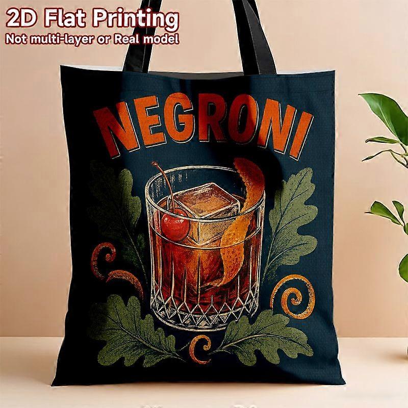 Sac à main décontracté à motif cocktail Negroni (1 pièce), simple et réutilisable, motif 2D plat - Rpolk