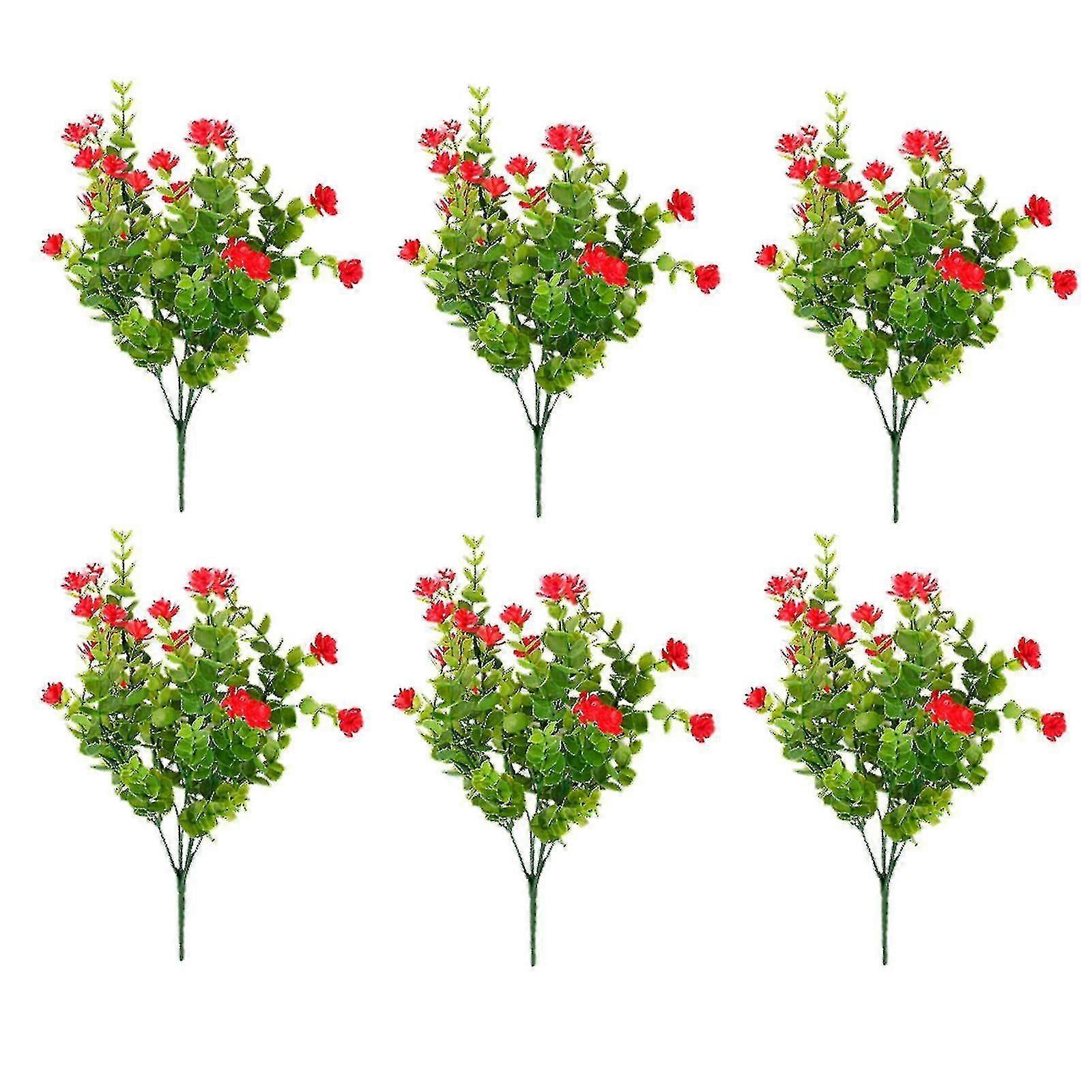 6 bunter kunstig blomst eukalyptus vanntett