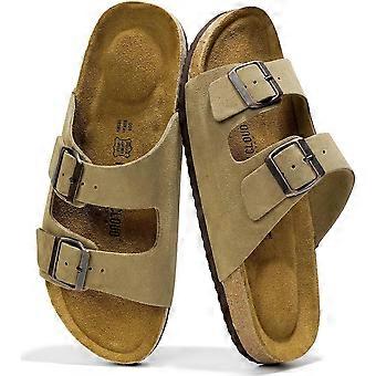 Herrensandalen aus 100% echtem Leder mit Memory-Schaum - Herrenschuhe & Pantoletten für Herren mit Korkfußbett - Flip Flops für Herren mit Riemen - rutschfester Sanda