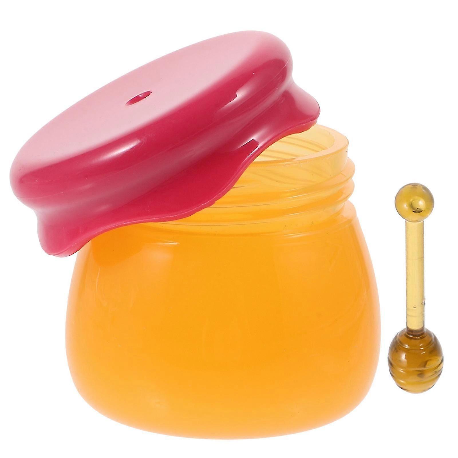 Empty Cosmetic Jar with Spoon, 6g Red ABS PP Storage Container