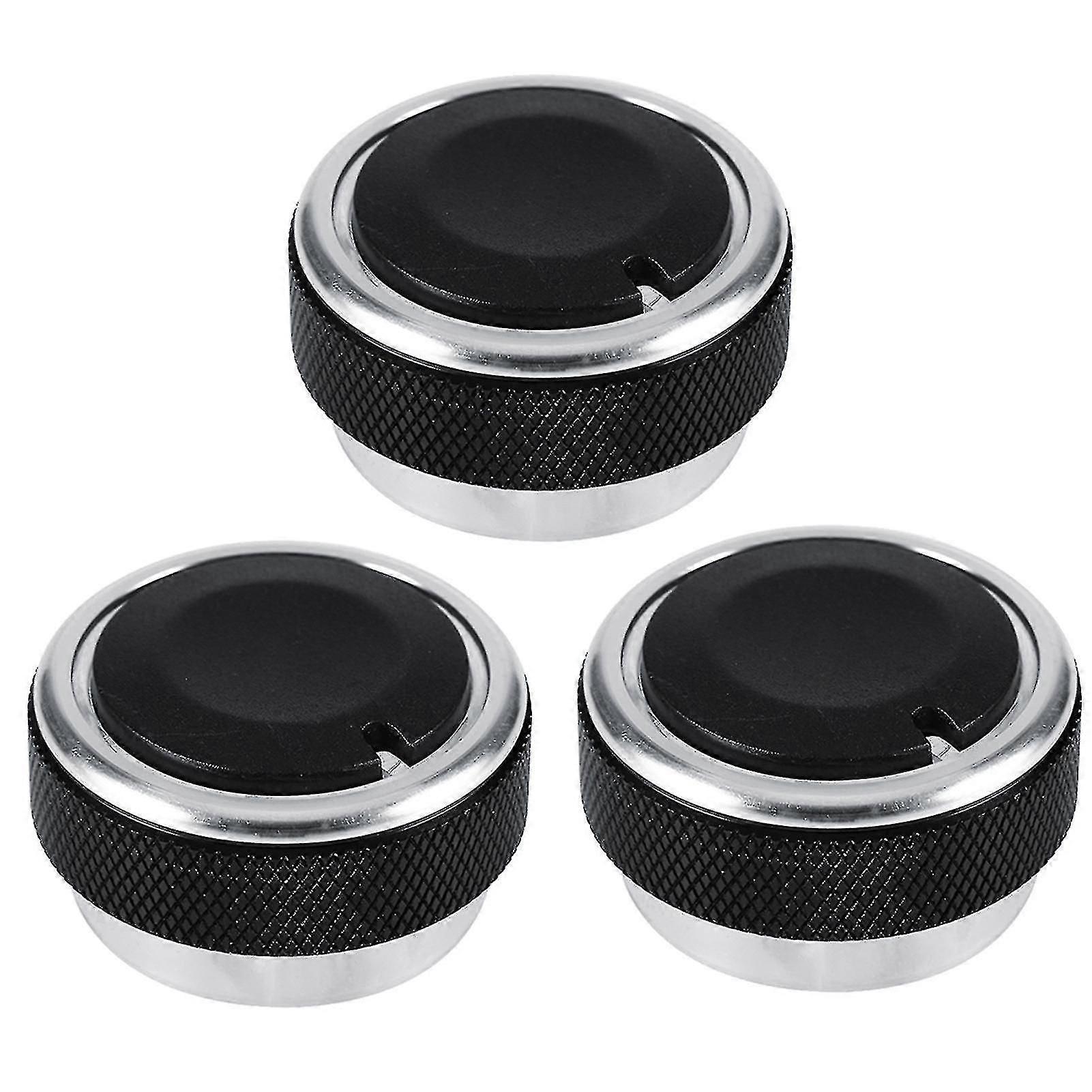 3pcs Car Air Conditioning Knob Switch Engine Start Rotation Button Outer Covering( Black )
