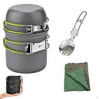 1Pc Draagbaar Kookgerei Outdoor Camping Kookgerei Pot Set Draagbaar 1-2 Persoons Picknick Keukengerei, Met 1PC Lepel
