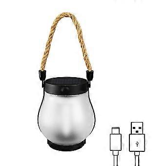 USB Rechargeable Camping Light Solar Flame Lights Waterproof 800 Lumens 1200mAh Hanging Lantern Outdoor