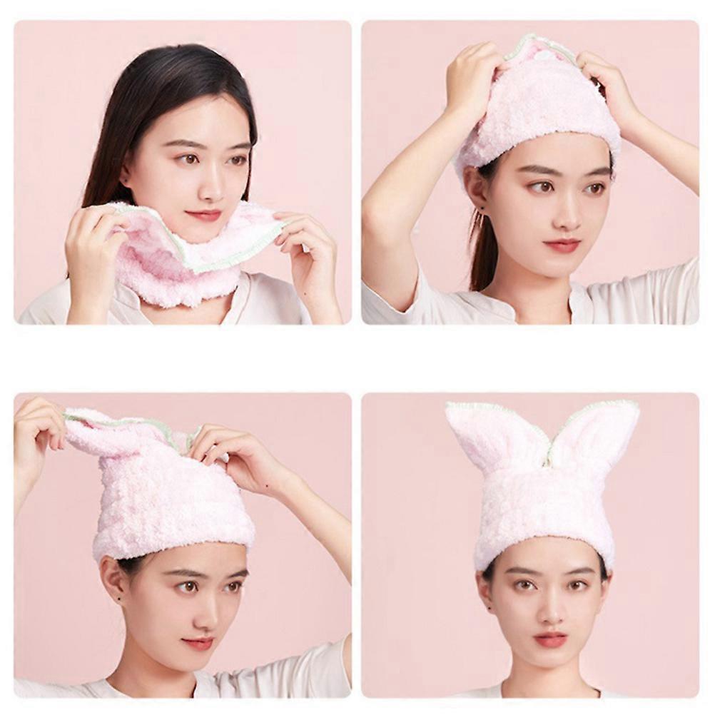 Rabbit Ear Shaped Bathing Quick-Dry Shower Practical Thicken Bath Pink