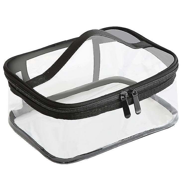 Bolsa de maquillaje transparente con cremallera y asa