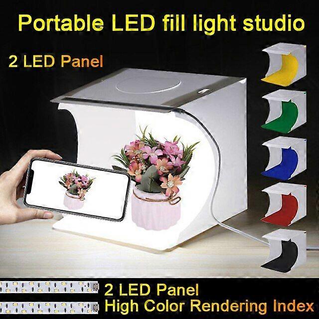 20 * 20cm Mini Foldable Studio Diffuse Light Light Box with Light LED Black Whit