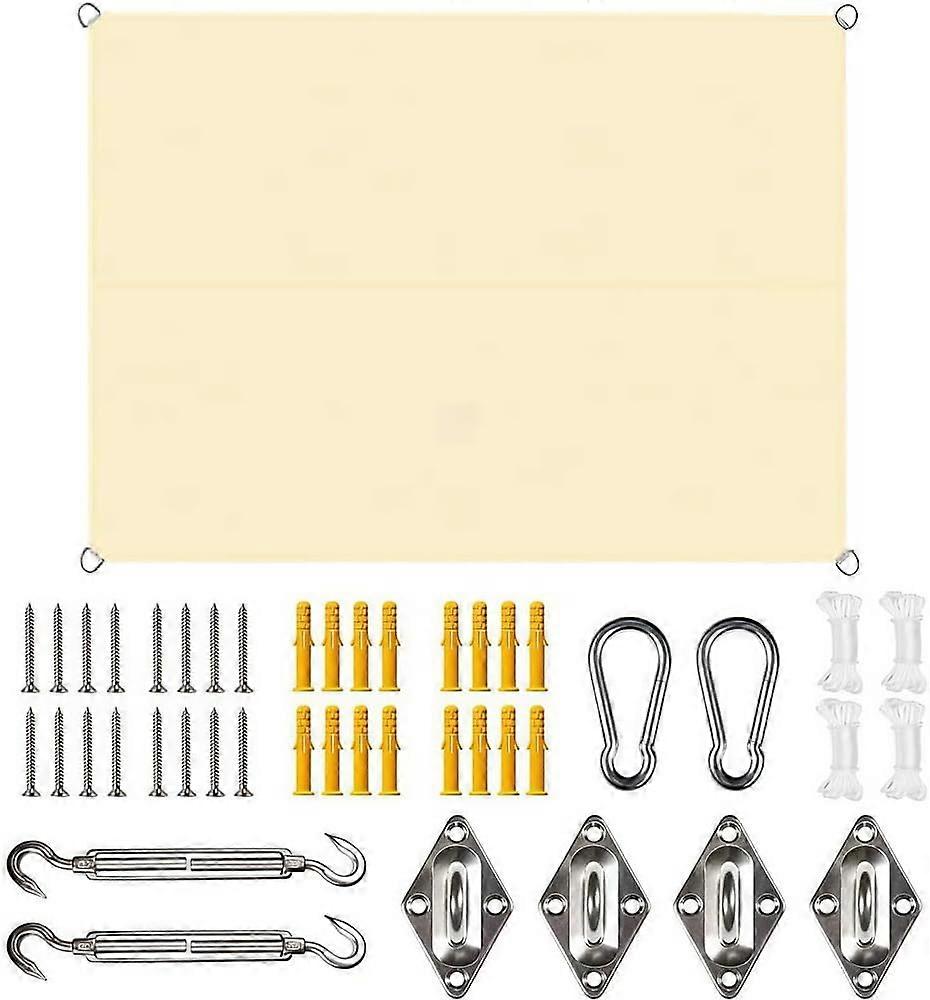 Rectangular shade sail with eyeletswith fixings, for balcony, UV prote