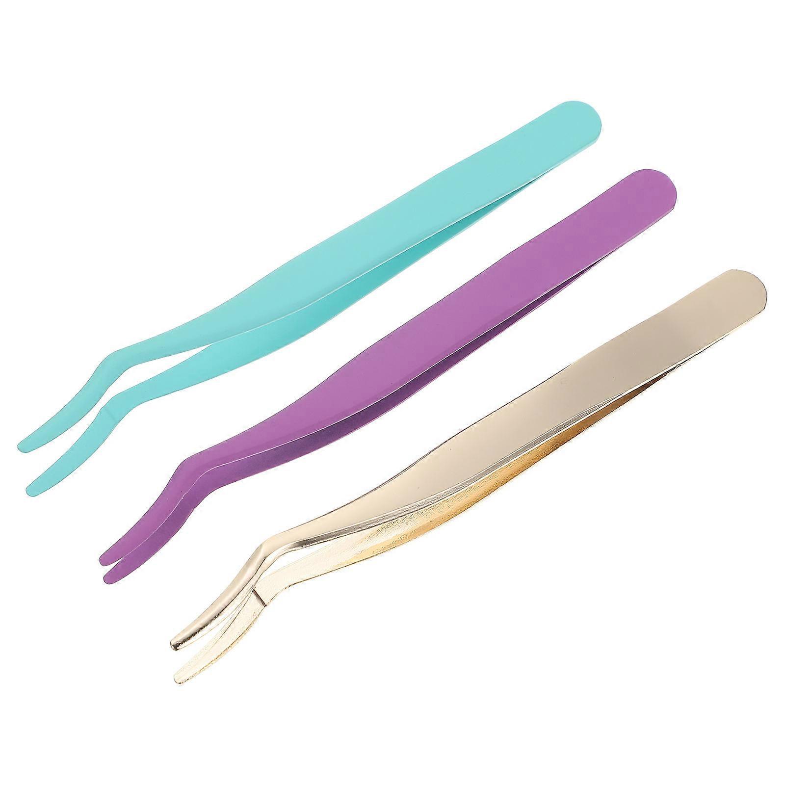Eyelash Applicator Tool 3Pcs False Lashes Tweezers for Makeup Application