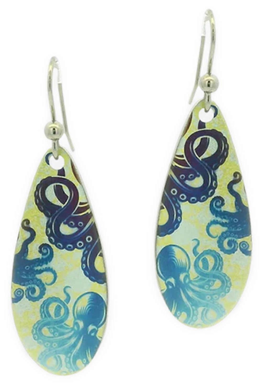Ti2 Titanium Octopus Drop Earrings - Yellow