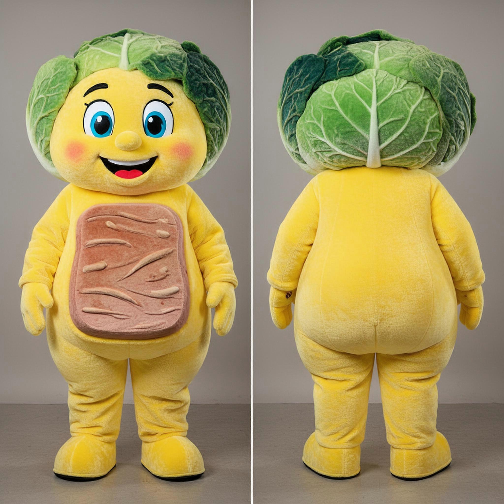 MASTICOT Lemon Yellow Cushioned Corned Beef And Cabbage Mascot