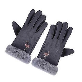 Guanti da donna in cotone caldo compatibili con touchscreen, ideali per l'equitazione invernale all'aperto (082E 2 grigi) 26-27