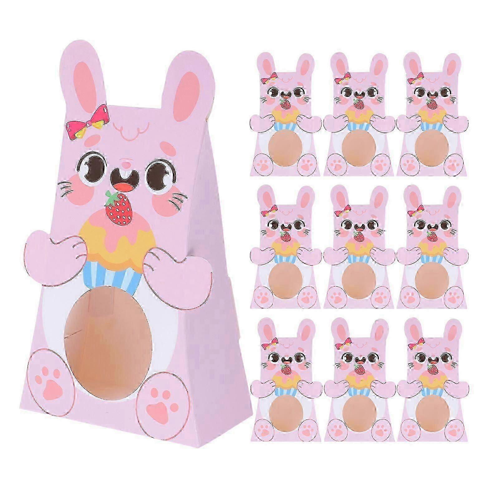 10Pcs Easter Goody Boxes 10Pcs Rabbit Shape Paper Candy Boxes for Kids Easter Party Use