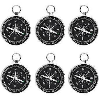 2026 Good!! 6 Pcs Portable Silver Compass Mini Compass Child Keychain Compass Plastic Pocket Compass Metal Mount