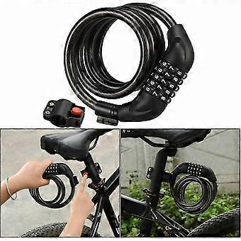 Keyless Combination Bicycle Cable Lock for Bikes and Electric Bikes, Universal Fit, One Size