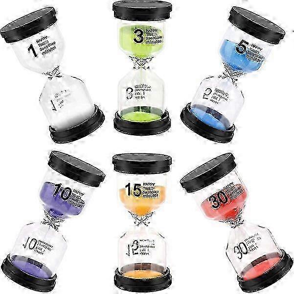 Sand timers, 6-piece set, help children perceive time