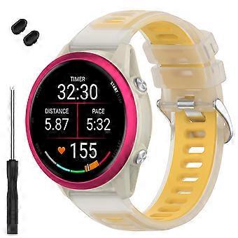Soft Silicone Watch Band for Garmin Forerunner 255 and Venu 3, Clear Mango Yellow Strap with Secure Stainless Buckle