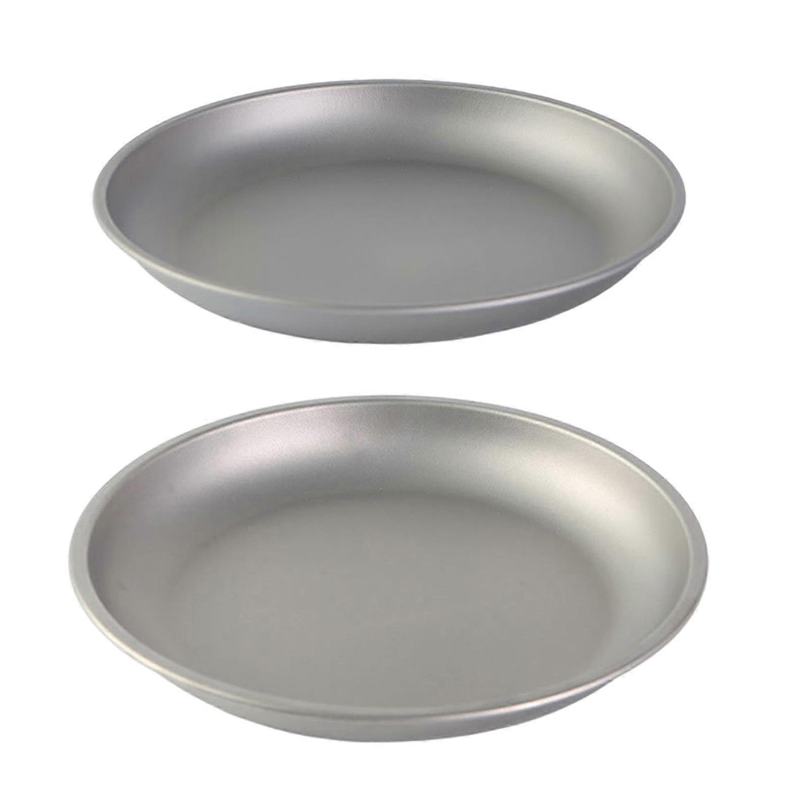 2x Tableware Fruit Snack Titanium Plate for Backpacking Hiking Kitchen