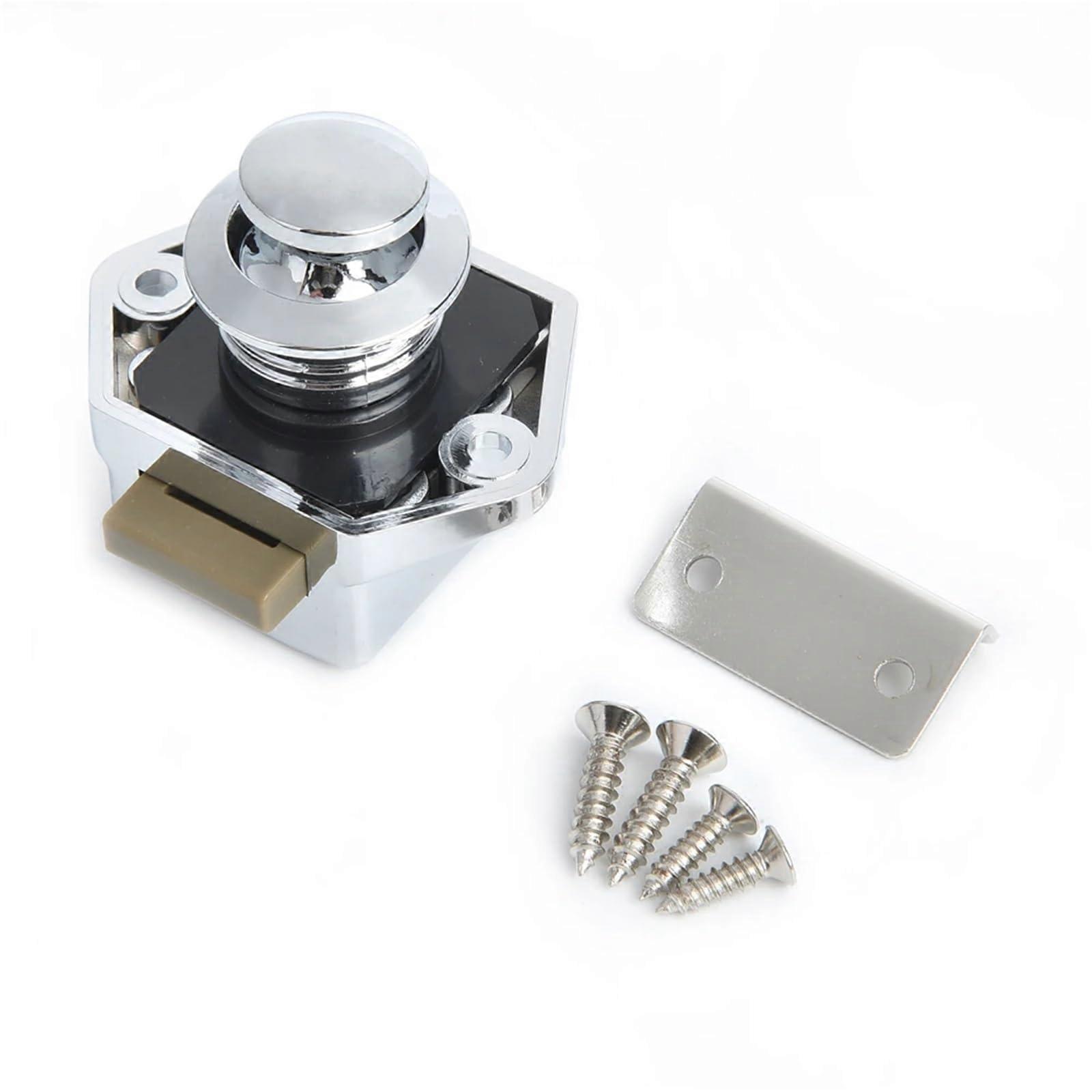10 Pack Chrome Cabinet Door Latch Buttons Drawer Lock Hardware Set Secure Button Lock