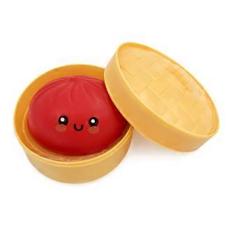 1-5 Set DOWMOO Red Steamed Bun Shape Squeeze Toy with Steamer Box Stress Relief Toy for Adult Kids -