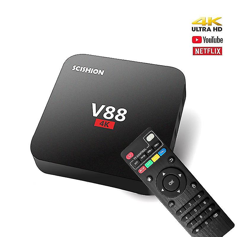 1 جيجابايت + 8 جيجابايت V88 4K تفي بوكس ميديا بلاير أندرويد كودي - رام 1 جيجابايت - تخزين 8 جيجابايت