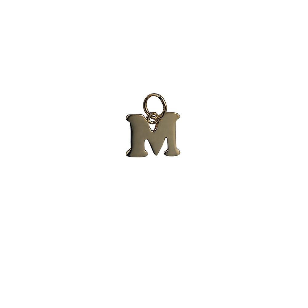 9ct Gold 13x11mm plain Initial M Pendant or Charm