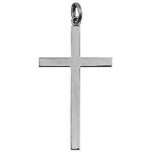 Silver 40x24mm plain solid block Cross