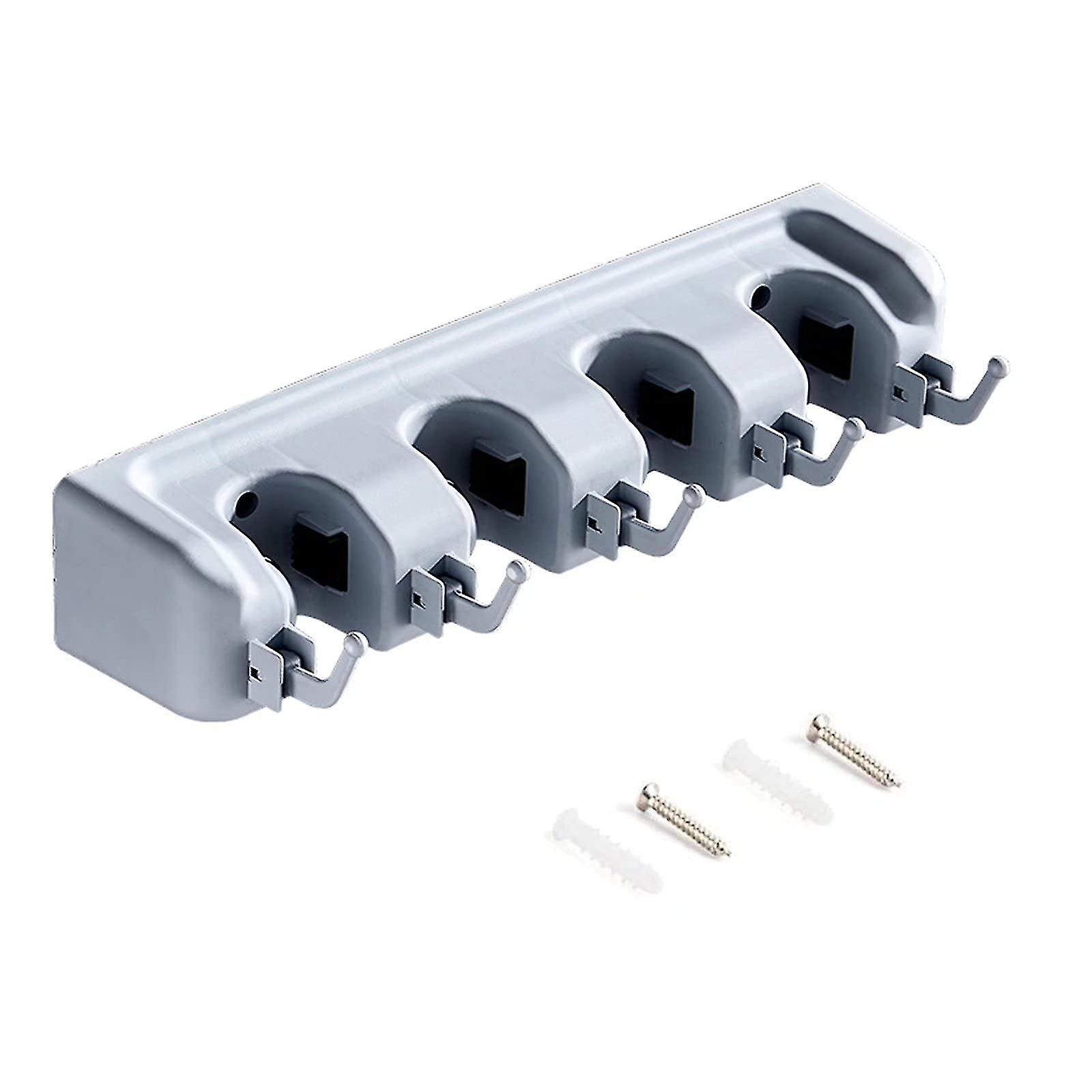 Wall Broom And Brush Holder Tools 4 Places And 5 Hooksshelf For Wall Broom, Suitable For Kitchen, Garage, Bathroom