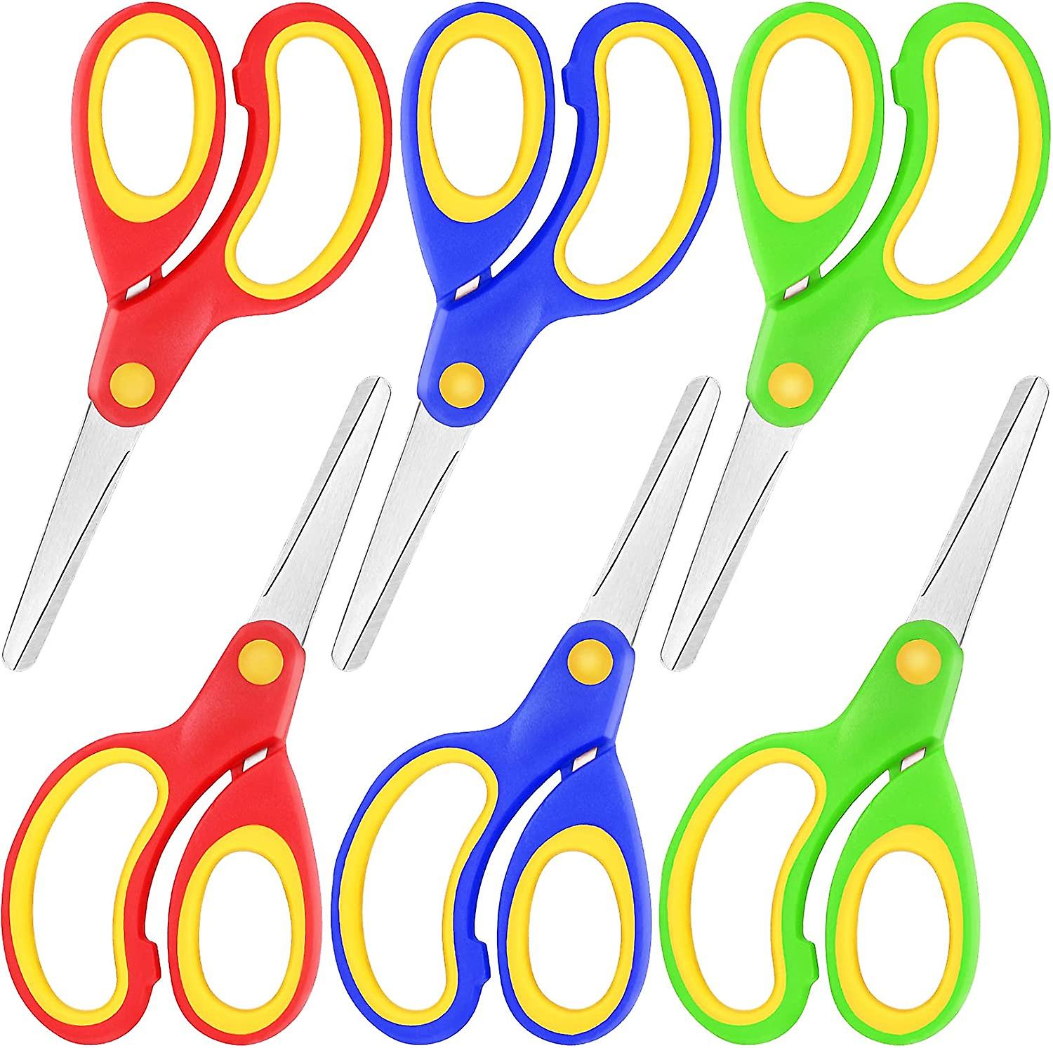 6 Pieces Left-Hand Scissors, Color Rubber and Plastic Scissors, Handmade Scissors, Stainless Steel S