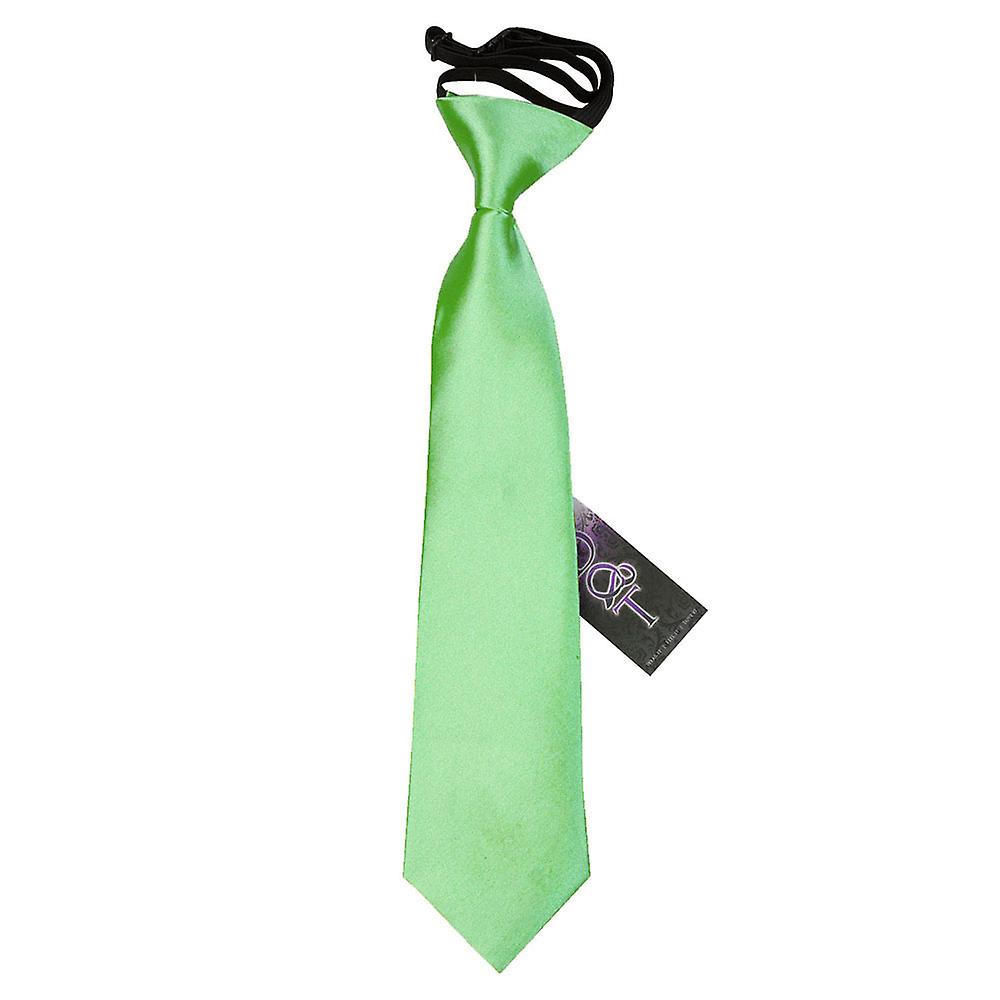 Lime Green Plain Satin Elasticated Tie For Boys