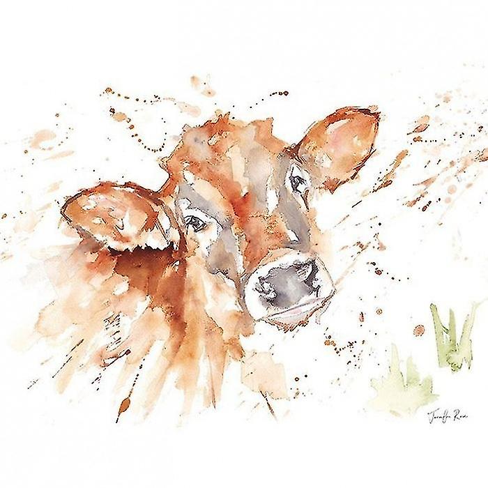 Jennifer Rose Cuteness Calf Framed Canvas Print