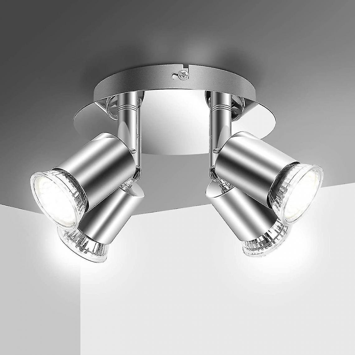 Chandelier Light Fixture Fit 4 Pendant Road Lamp Spotlight Ceiling Lamp Rotatable 4x Gu10(silver)
