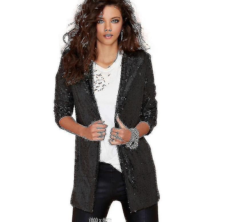 Women"s Sequin Jacket Open Front Blazer Casual Long Sleeve Cardigan Coat