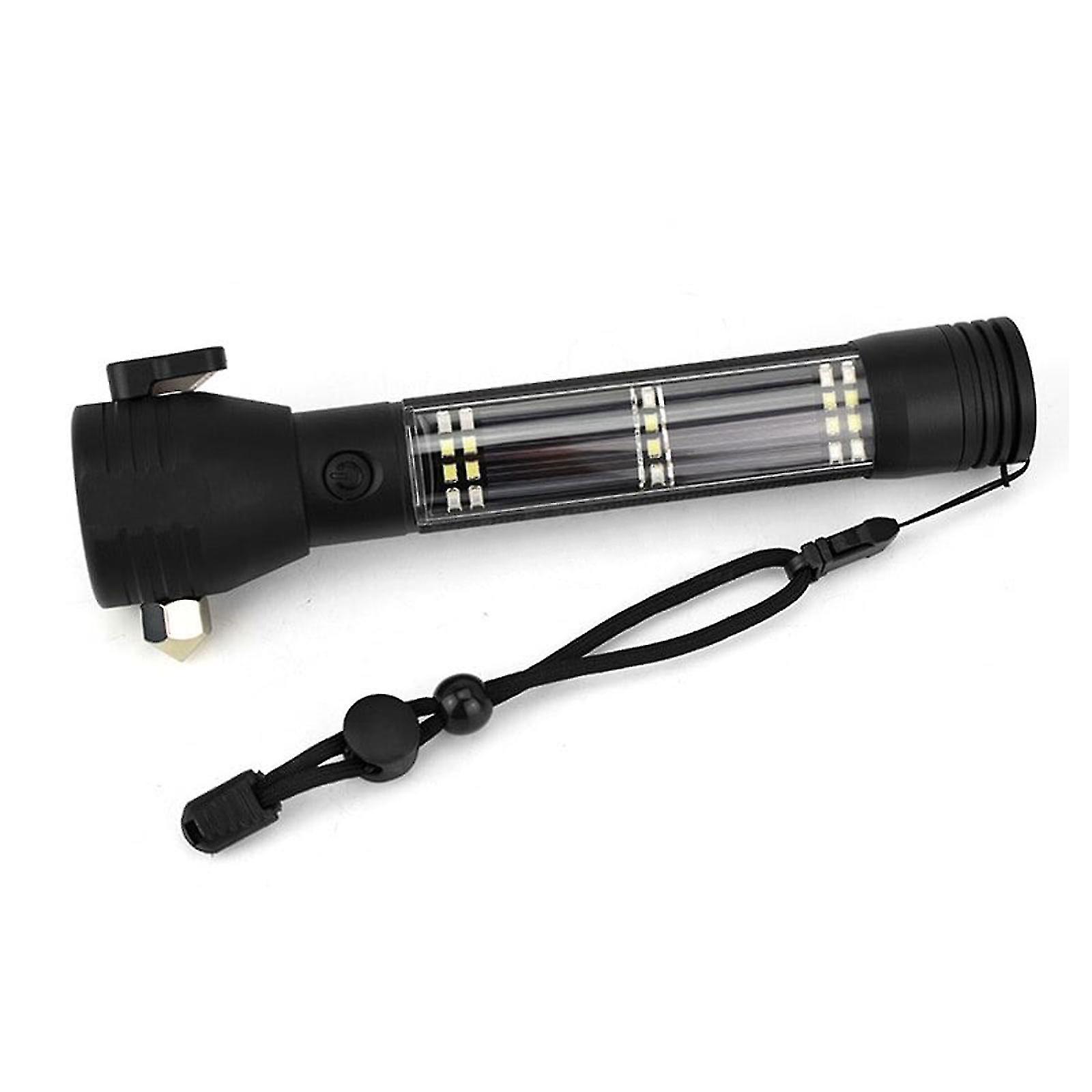 Solar Power Led Flashlight Multi-functional Safety Hammer Torch Light Flashlight
