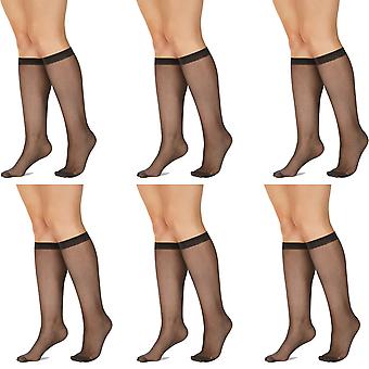6 Pair Kayser Plus Sheer Knee Hi High Nearly Black...