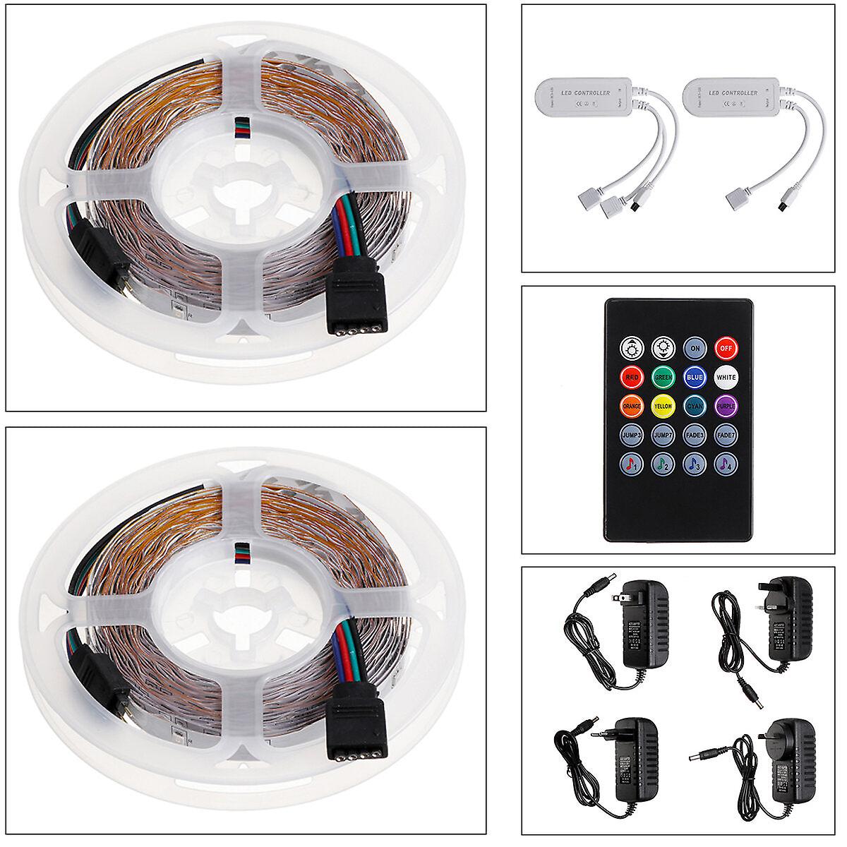 32.8Ft/16.4ft Rgb 3528 Bluetooth Led Strip Lights With 20-key Remote, 12v Dc