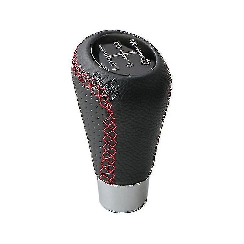 Gear Knob Shift Heads 5 Speed Leather Knobs Black Red Line