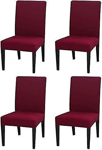 Chair Covers Set Of 4 Chair Covers Red Wine Elastic And Durable Chair Cover Seat Easy To C