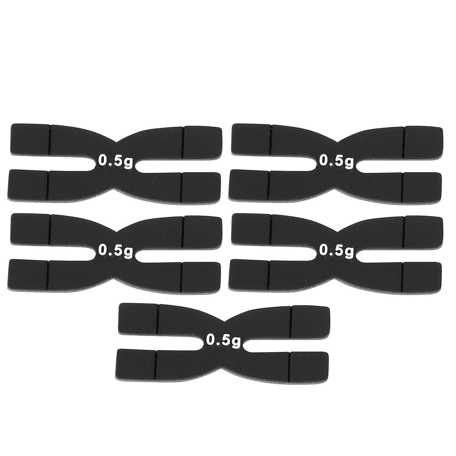 POWERTI 5 Pack Silicone Weighted Bands for Tennis and Badminton Rackets (0.5g) Black