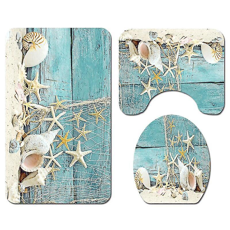 Bath Mats Rugs 3pcs/set Non-slip Bathroom Rugs Set Toilet Lid Cover Pedestal Carpet Bathroom Mats